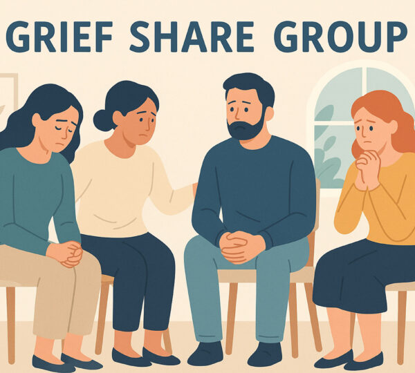 illustration of a group of people gathered in a social settings, their faces have expressions of sadness